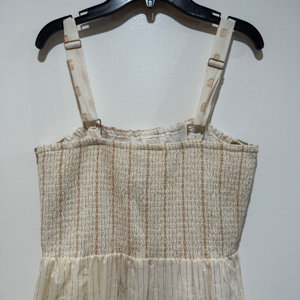 Dress Naoo Floral Embroidered Cotton Tiered Maxi Dress Large L‎ Cream Boho Beach - Picture 10 of 11